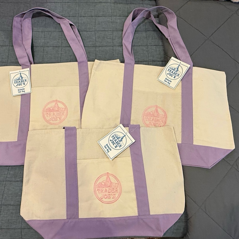 Trader Joe's Large Lavender Tote - Set of 3
